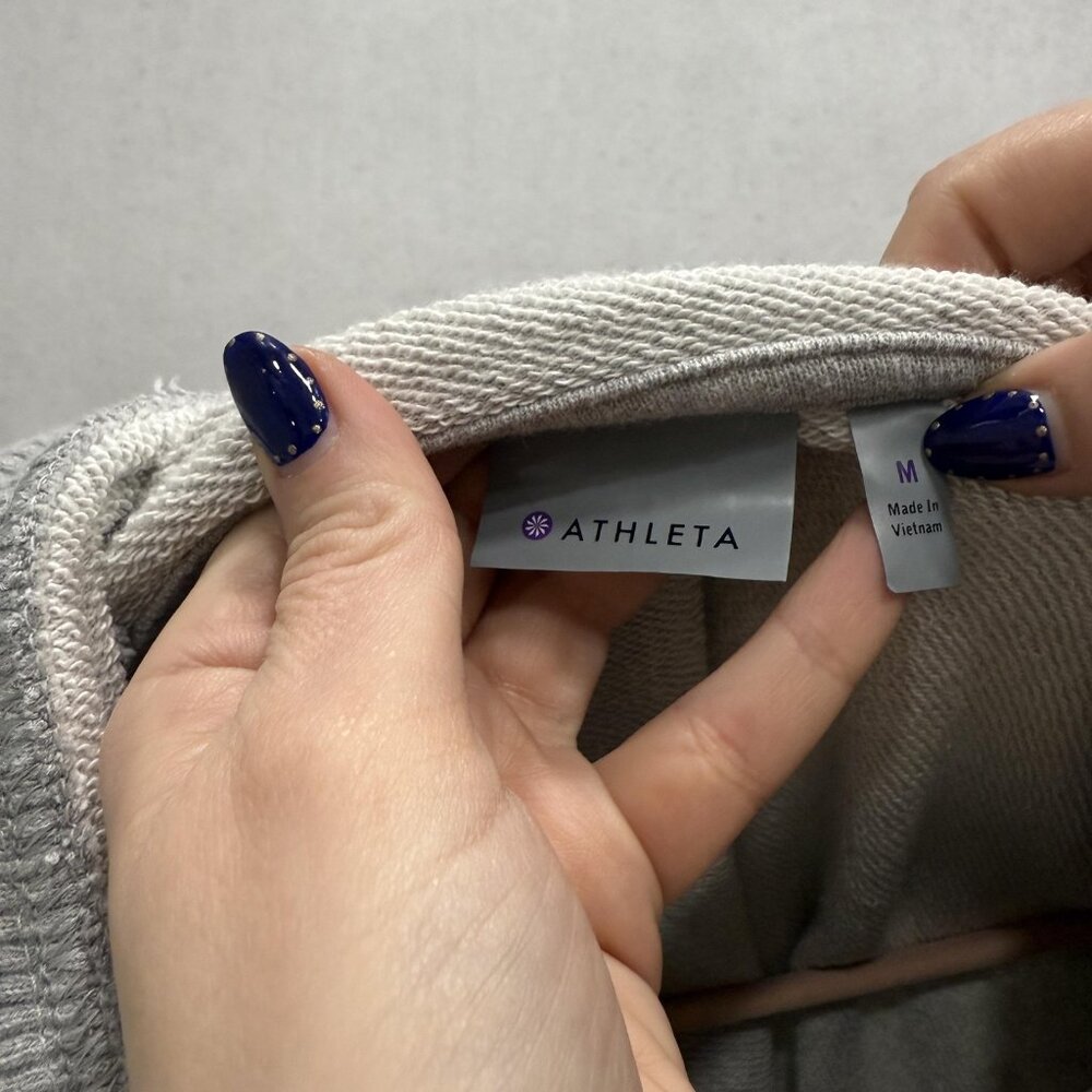 Athleta Hoodie Sweatshirt Womens Medium Gray Full Zip Hooded Jacket Cotton - Picture 2 of 11